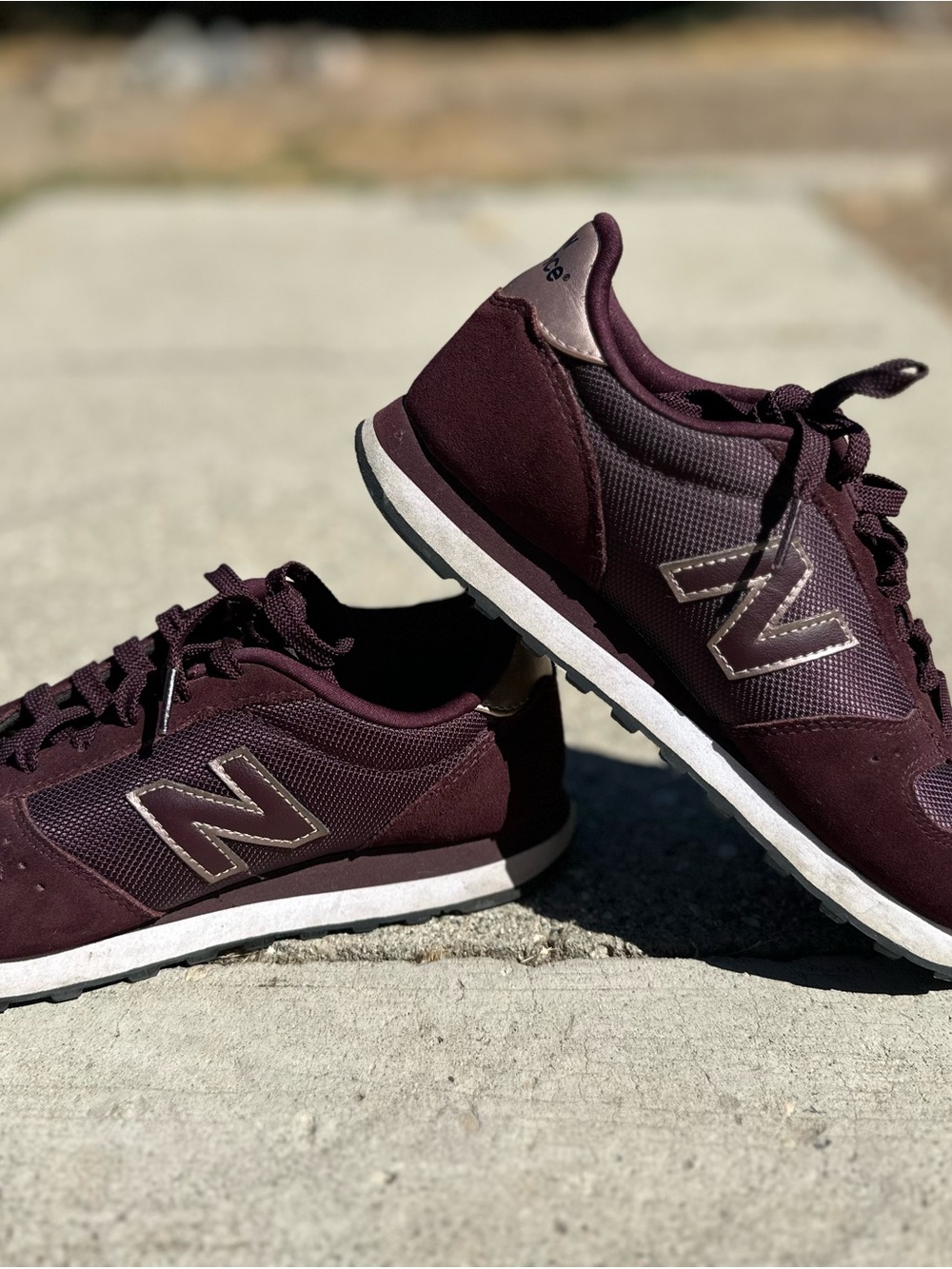 New Balance Women’s Maroon and Rose Gold Sneakers